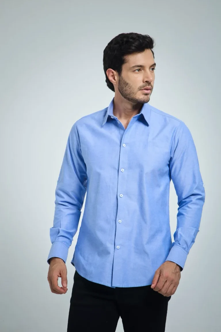 Camisa ejecutiva azul de hombre manga larga-1